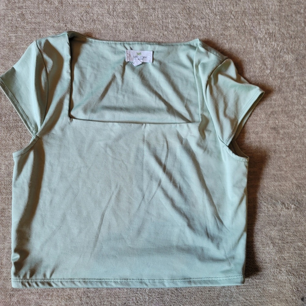 Sage Green Capsule Wardrobe Crop Top Soft‎ Girl Trendy Chic Pastel Juniors L
